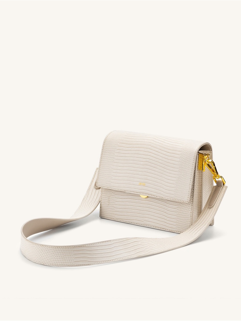 JW PEI Cream Textured Leather Crossbody Bag with Gold Hardware